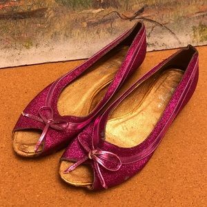 ❗️MAKE OFFER❗️Open toe purple glitter flats